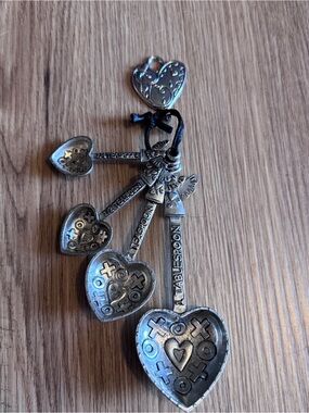 GANZ Silver-Tone Heart Nested Measuring Spoon Set with wall hanger